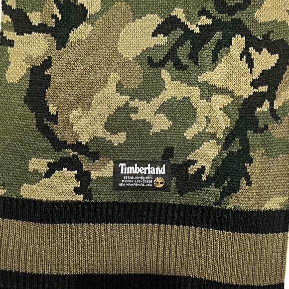 NWT Timberland Camo Jacquard Reversible Knit Scarf - Picture 8 of 15